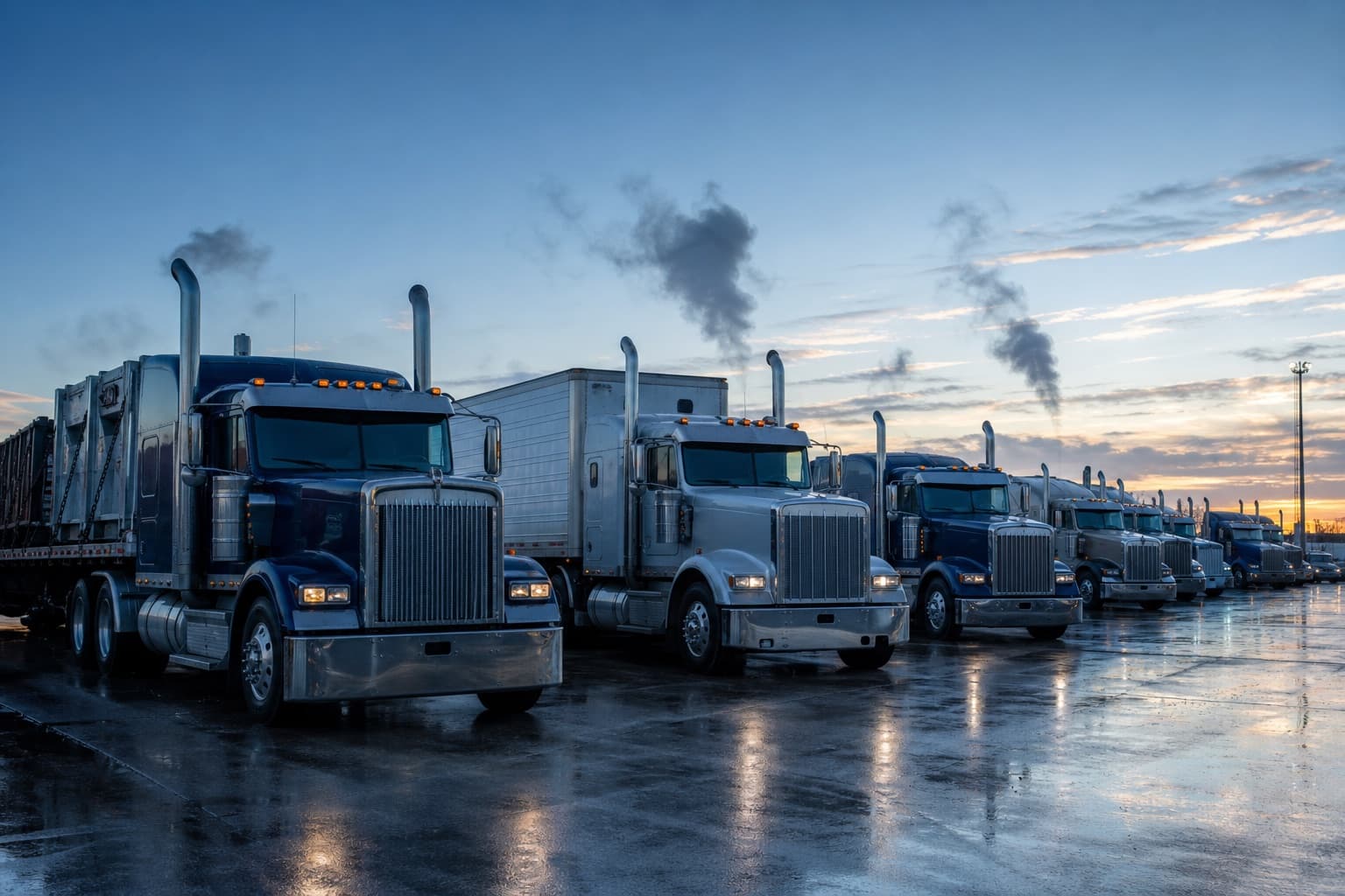 Zepton Star freight fleet staged at dawn